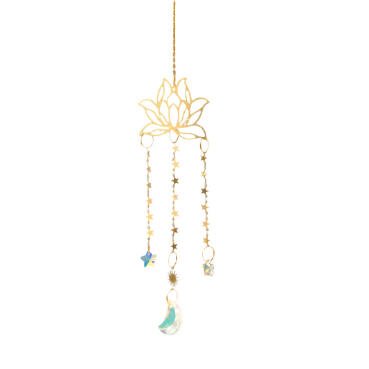 Hemasa Lotus Sunlight Catcher Gold Star Ornament Sun Crystal Catcher Hanging Crystals Car /Sun Catcher