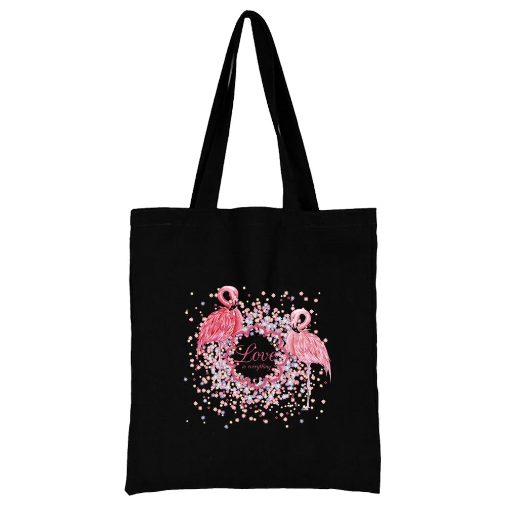 Tejesa Canvas Shopping Bag for Women /Shoulder Bags / Grocery Handbags /flamingo Print  Jute Bag