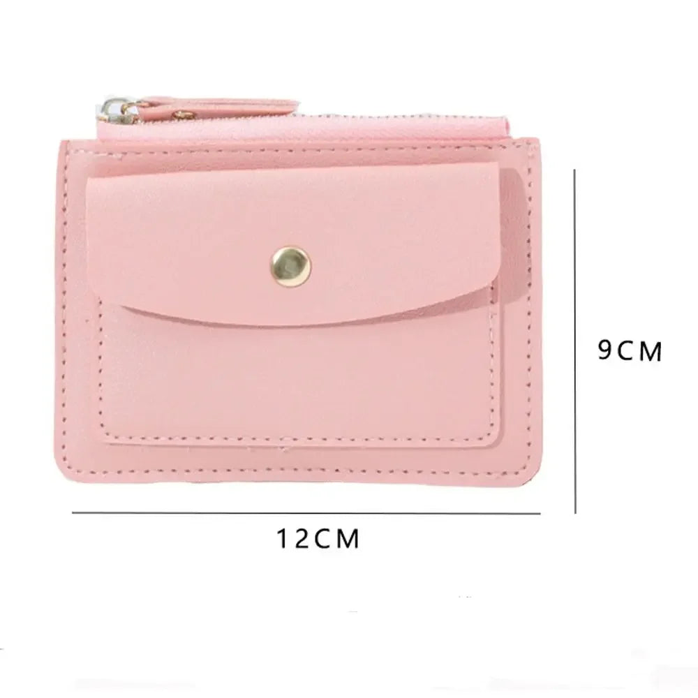 PU Leather Small Wallet Purse Women Simple Solid Color Multi-Cards Holder Coin Purse Fashion Zipper Wallet Credit Card Bags