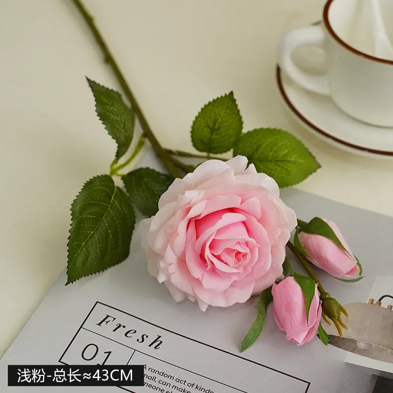 10Pcs High-end Moisturizing Rose Artificial Flowers Luxury Home Decoration Fake Roses Bridal Bouquet Wedding Party Decor Florals