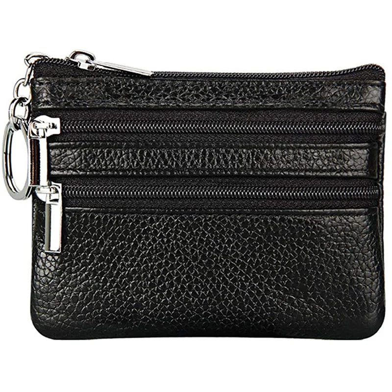 Fashion Women Men Kids Mini Wallet Ladies Double Zipper Coin Purse Multifunctional Small Coin Credit Card Key Ring Wallet
