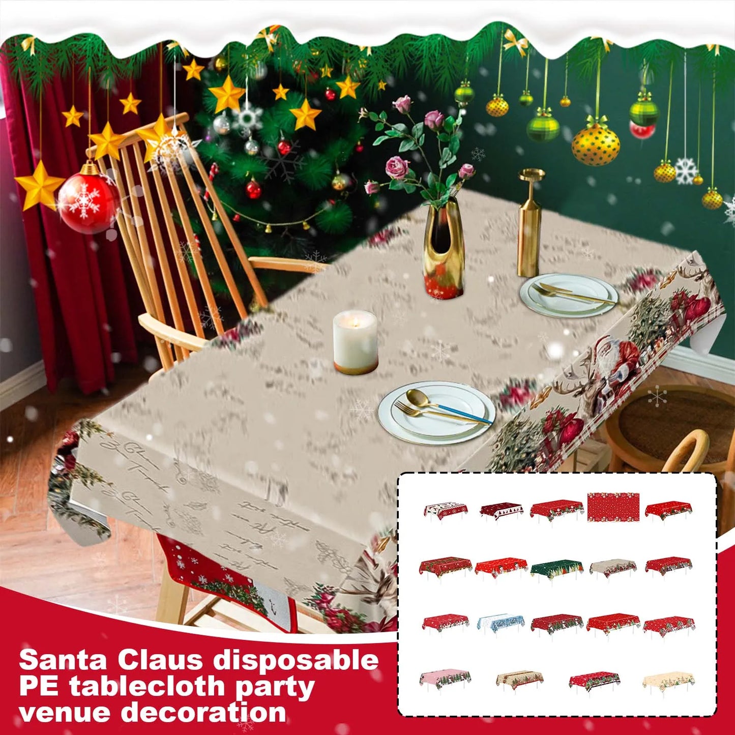Tejesa Christmas Theme Party Tablecloth / Party Venue Layout Decorations Christmas Decoration Table Cloth