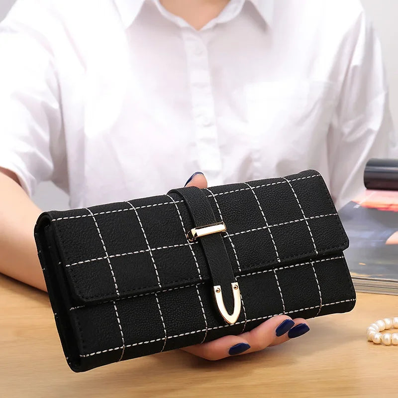 Tejesa Women's Long Wallet Embroidered Vintage Frosted Cover Tri-fold Large Coin Purse / Money Bag