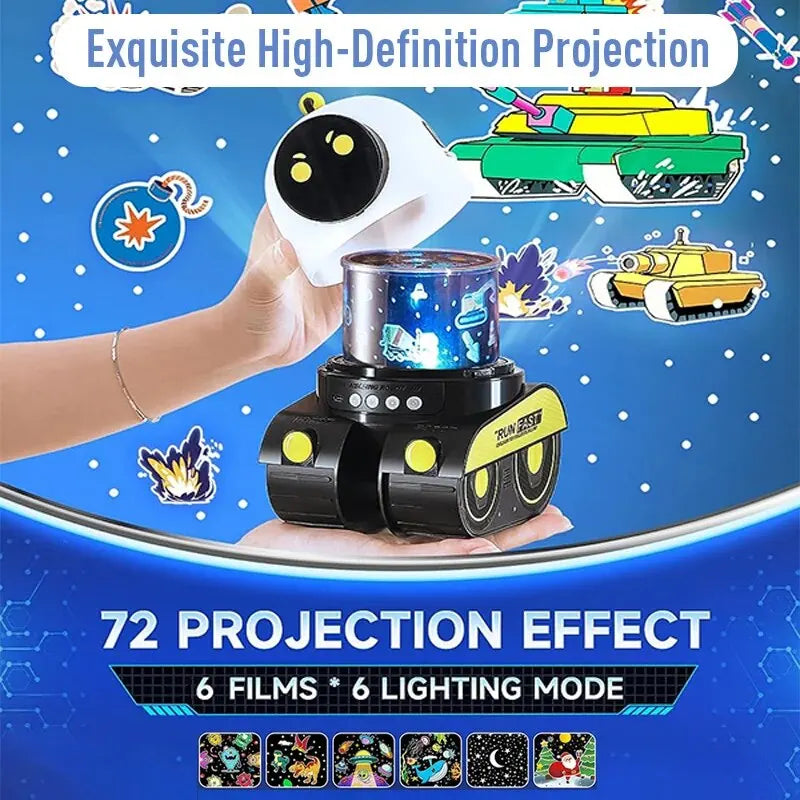 Hemasa LED Night Light Starry Sky Projector Galaxy Robot Projection Lamp Bluetooth Music for Kids Bedroom Home Party Decoration