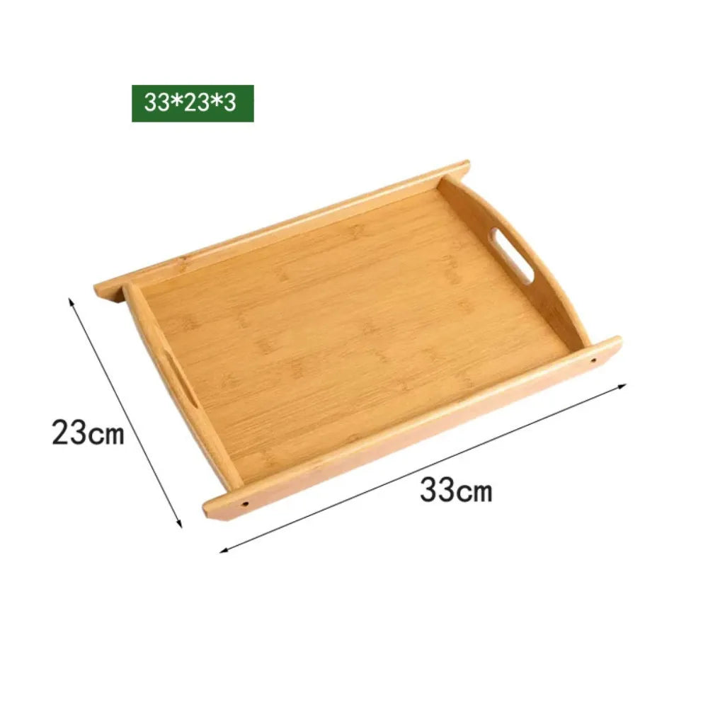 New Rectangular Bamboo Storage Tray Retro Solid Wood Storage Plate Household Tea Tray Water Cup Plate Home Kitchen Supplies