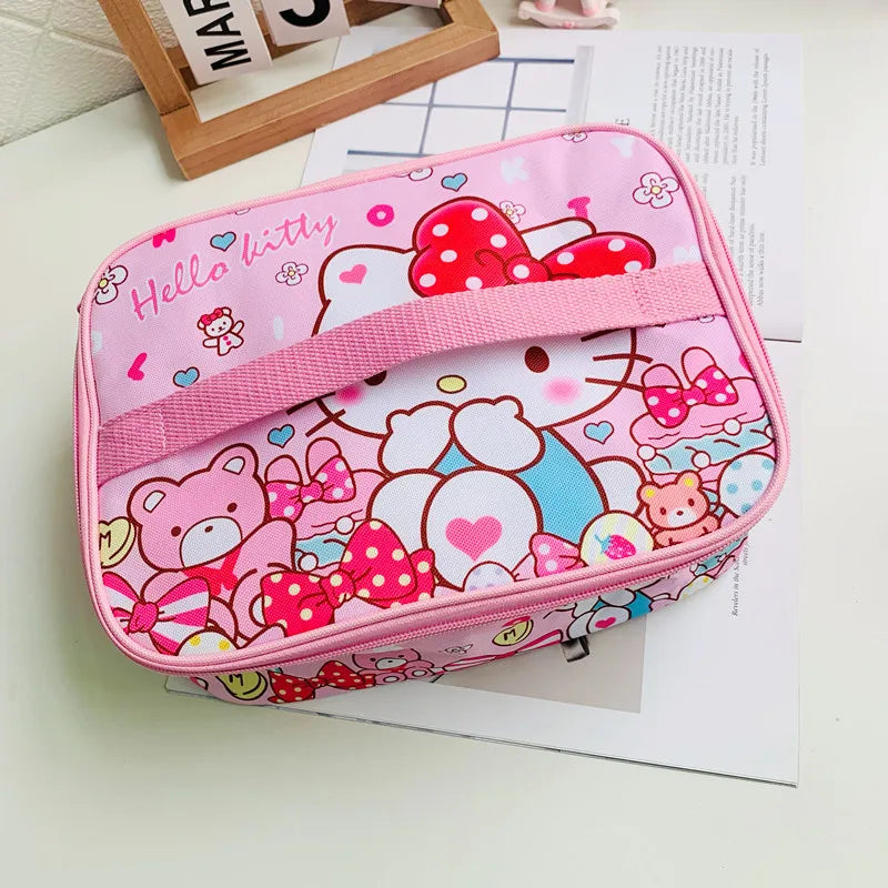 Hemasa Pink Hellokitty Girl Student Lunch Box Bag Lunch Box Insulation Bag Large Capacity Storage Bag