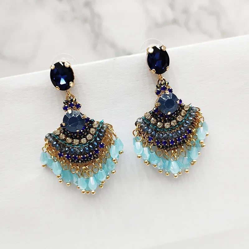 Hemasa Colorful Beaded  Long Earrings for Women