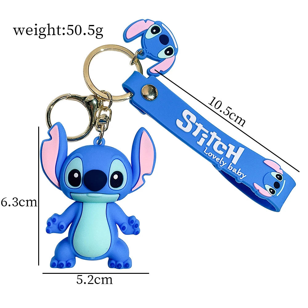 Disney Lilo & Stitch Keychain Cartoon Figure Coffee Candy Stitch Silicone Pendant Keyring Car Key Holder Jewelry Accessories