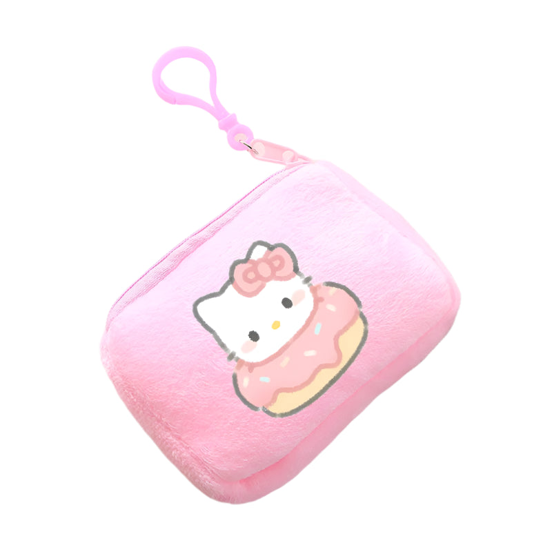 Hemasa  Hello Kitty Mini Plush Coin Purse  / Pink Canvas Square Storage Bag Key Case Handbag Kids Girls Birthday Gifts