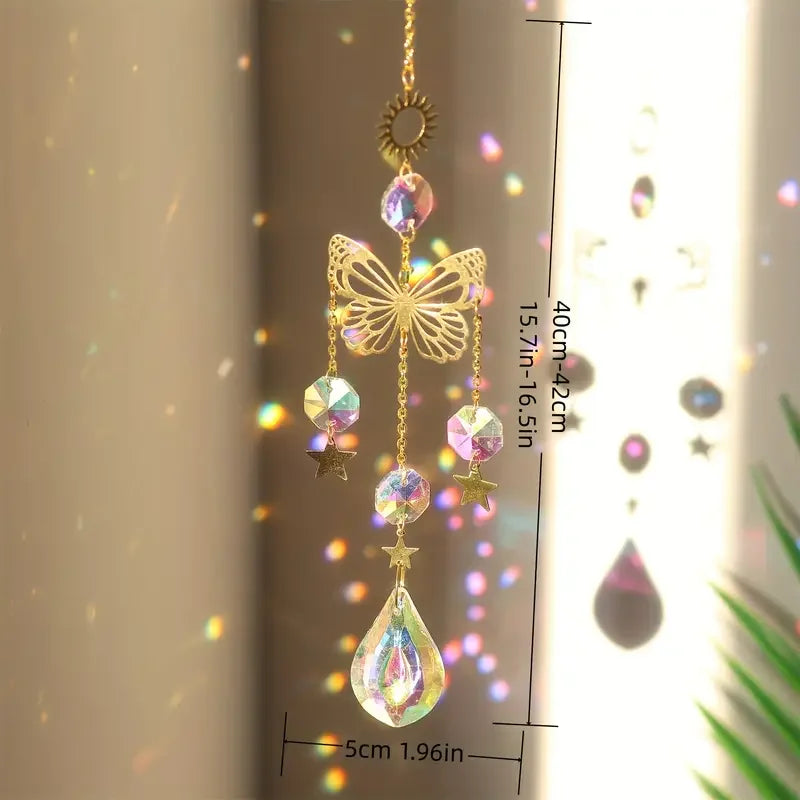 Hemasa  Butterfly Crystal Sun Catcher - Glass prism reflecting lights for home , garden and car decor