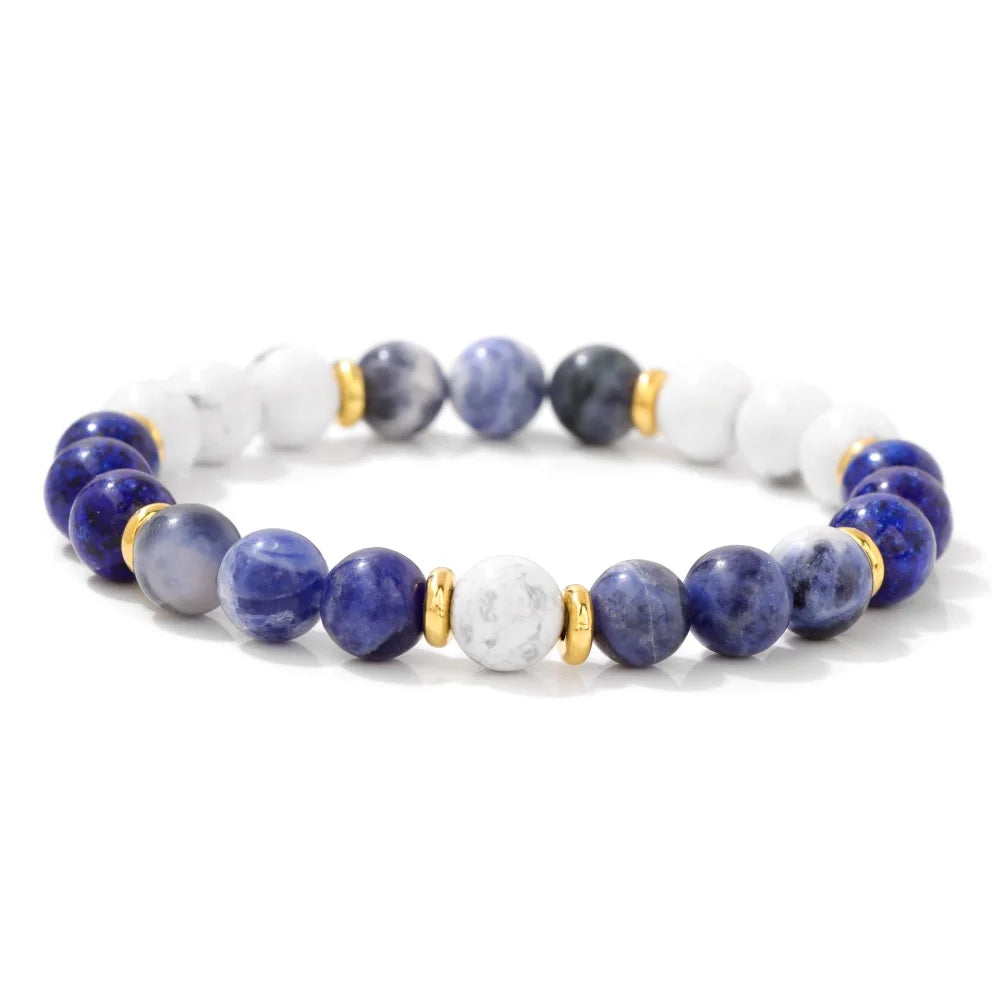 Tejesa Natural Stone Tiger Eye Bracelets For Men Women Lava Black Onyx Labradorite Yoga Elastic Bracelet Good Luck Money Health Jewelry