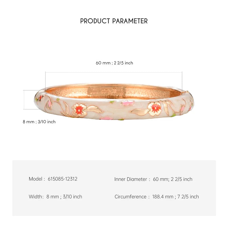 Enamel Bracelet For Women Floral Bangles On Hand Cloisonne Women's Hand Bracelets African Jewelry Dubai Indian Bohemian Holiday