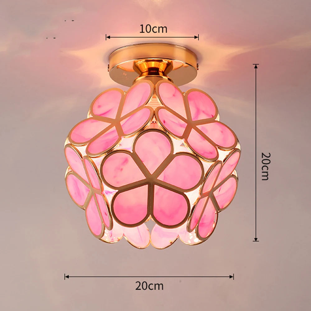 Hemasa  Flower Ball LED Ceiling Lamp glass Petal Inlaid Chandelier Aisle Corridor Home Decor Ceiling Light Restaurant