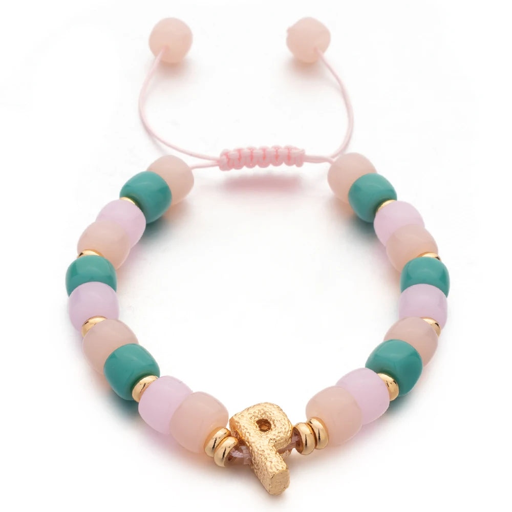 Tejesa Handmade  Colorful Glass Crystal Beads Braided Bracelets  with Heart Charms For Women