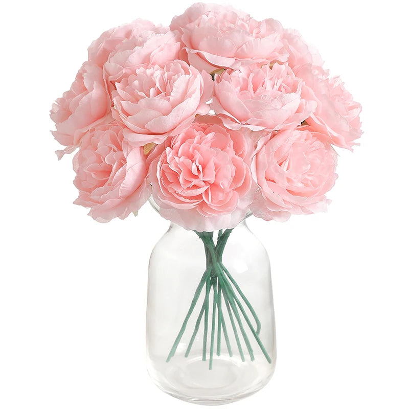 6Pcs Artificial Peony Flowers Bouquet 20CM Fake Flower for Home Decor Garden Wedding Decoration Outdoor Vase Flower Arrangement