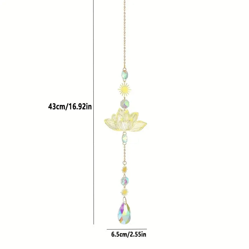 Tejesa Lotus Crystal Wind Chime Charms Made Of Metal And GlassFor Home Light Gathering Decoration OutdoorGarden Sun Catchers Crafts