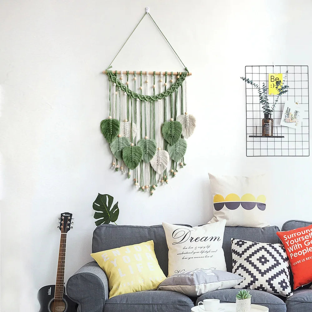 Hemasa Leaf Macrame Wall Hanging /Boho Woven Wall Tapestry