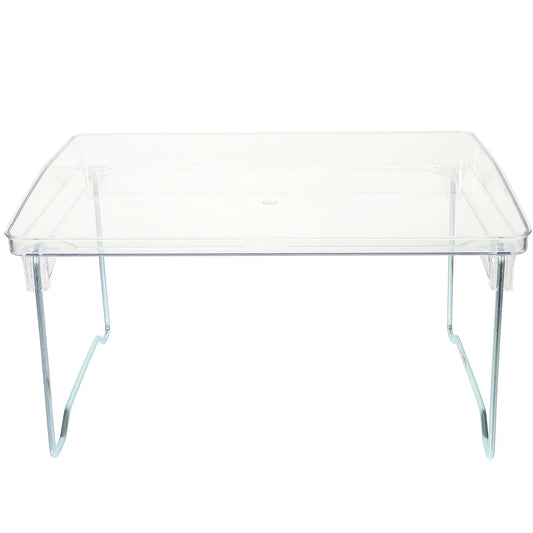Hemasa Portable Breakfast Tray Table for Bed with Folding Legs and Clear Acrylic Surface