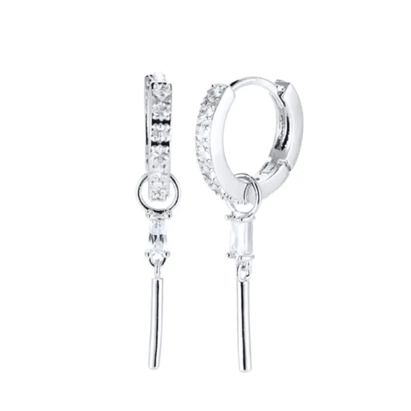 Hemasa 925 Sterling Silver Ear Buckles Fashion Hoop Earrings /White Crystal Luxury Women's Earrings Wedding Women's Jewelry Premium Gift