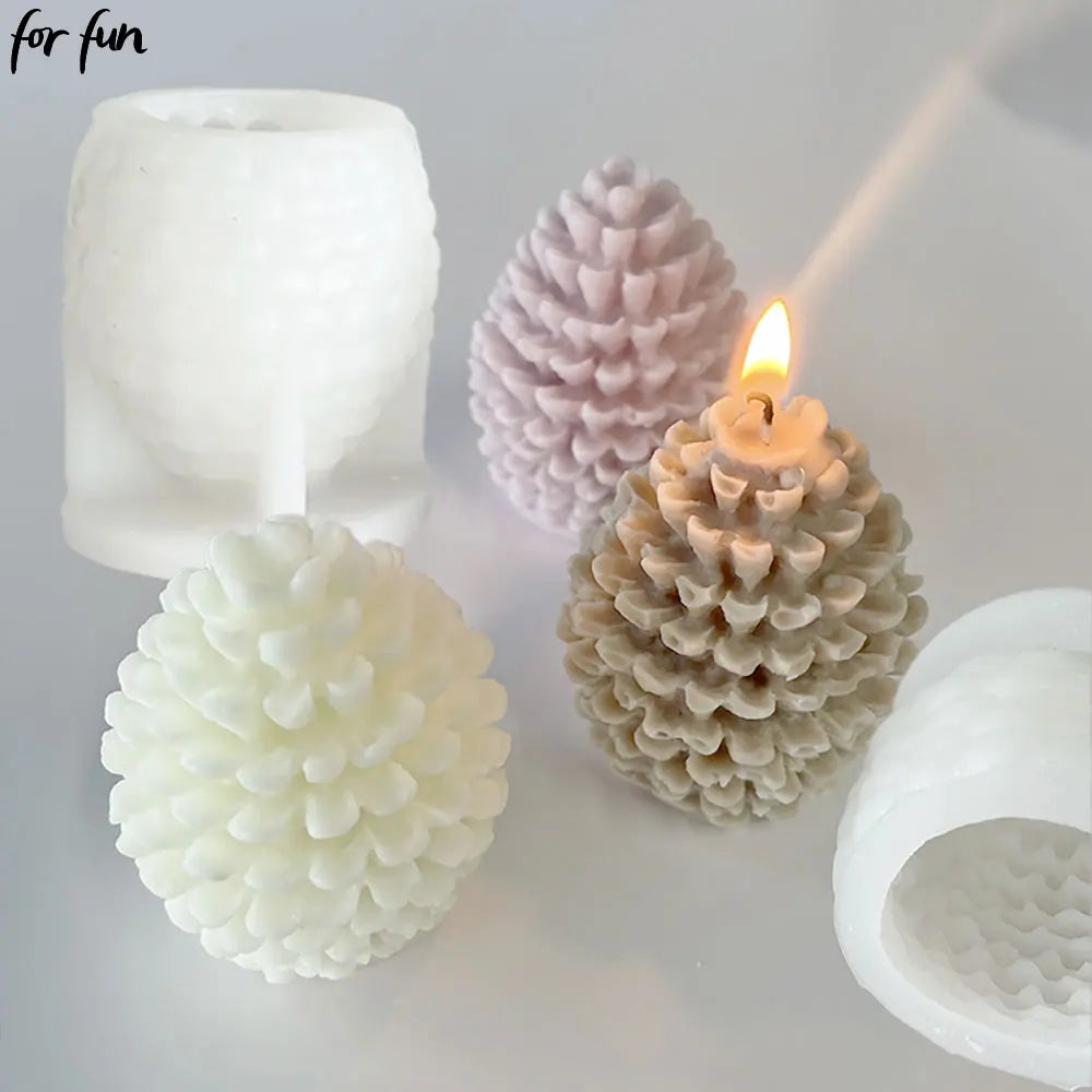 For Fun 3D Pine Cone Silicone Candle Mold DIY Handmade Aromatherapy Gypsum Resin Pinecone Crafts Making Home Decoration