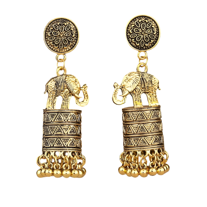 Hemasa Classic Jhumka Earrings for Women Nepal India Vintage Elephant Shaped Carved Tassel Earrings Brincos Kolczyki