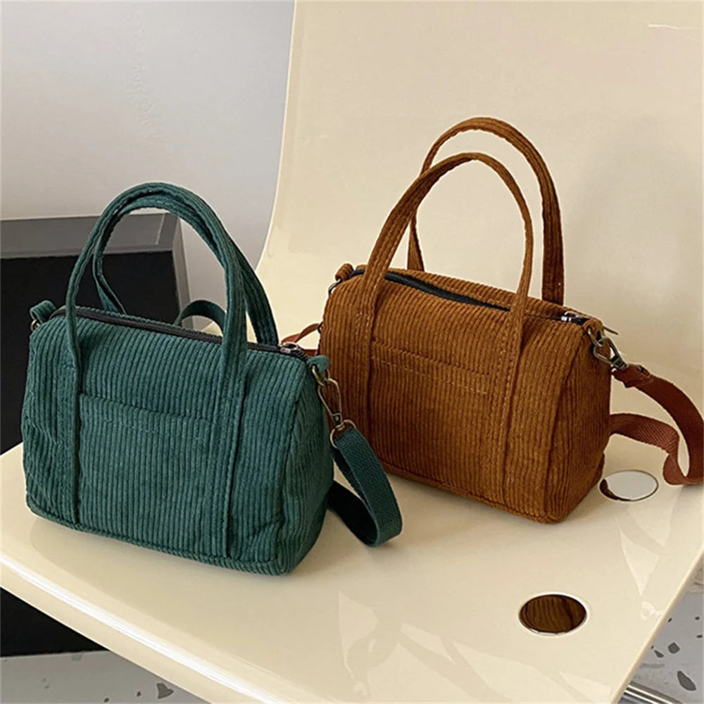 Women Mini Corduroy Shoulder Bag Female Handbag Zipper Totes Ladies Casual Purse Cloth Pouch For Girls Crossbody Bag 2024 New
