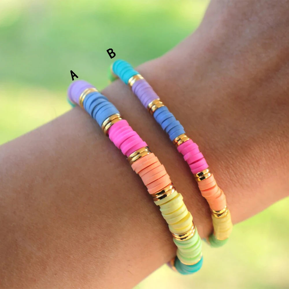 Hemasa Rainbow Colour   Polymer Clay  Beads Bracelet