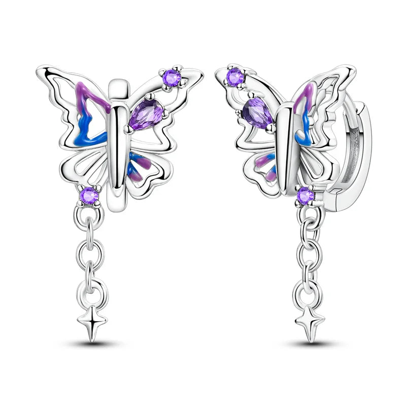 2025 Women's Earrings 925 Silver Butterfly Series Luxury Jewelry CZ Color Party Anniversary Gift