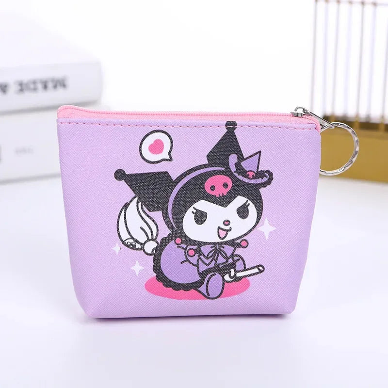 Hello Kitty Purse Coin Purses Cartoon Printed PU Melody Cute Wallet Bag Keychains Storage Bag Sanrio Kuromi Kawaii Mini Pouch