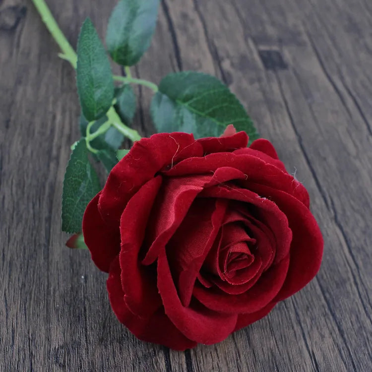 Hemasa 10Pcs Artificial Velvet Rose Flower Branch Wedding Decor Party Scence Layout Bride Holding Flowers Home Decoration Rose Flowers
