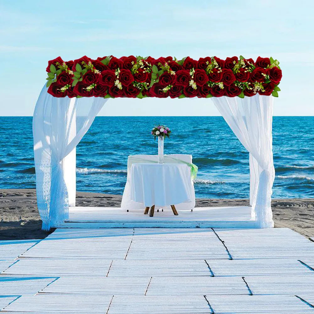 50cm Rose  Artificial Flower Row Wedding Decoration Flower Wall Backdrop Garland Home Party Decor Photo Props Background