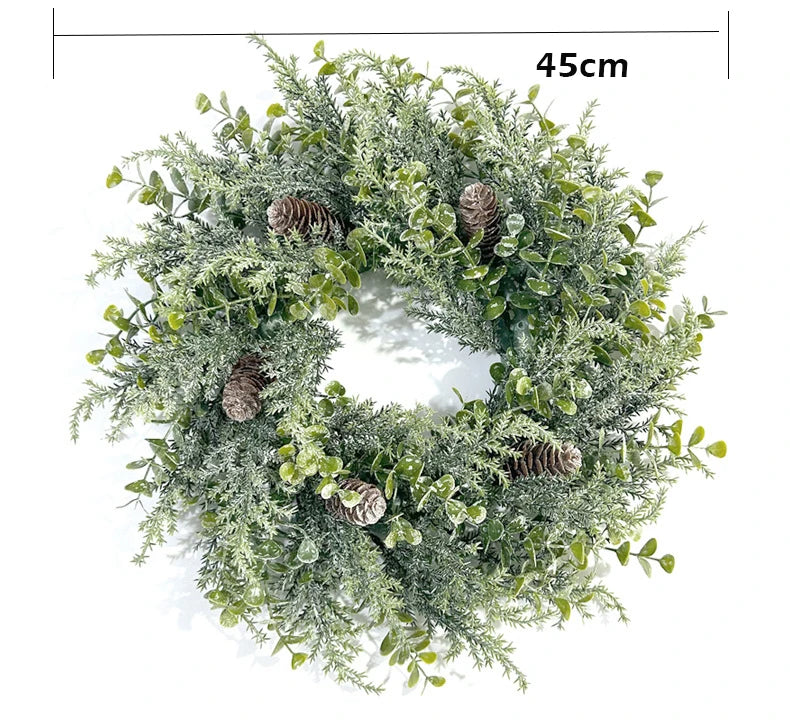 Tejesa Handmade Christmas Cypress Wreath for Front Door 18inch Real Touch Artificial Cedar Wreath Christmas Home Outdoor Decor