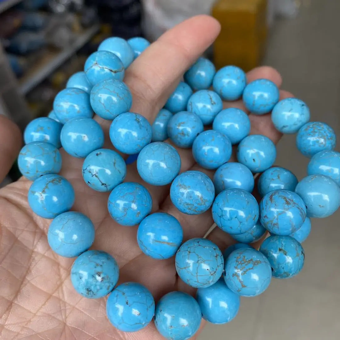 Hemasa Natural White Howlite Blue Turquoise Stone Beaded Bracelets Women