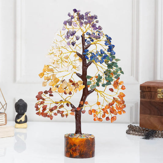 Seven Chakra Tree of Life, Positive Energy Crystal Tree - Feng Shui Tree, Artificial Tree, Crystal Decoration, Money Tree, Handm