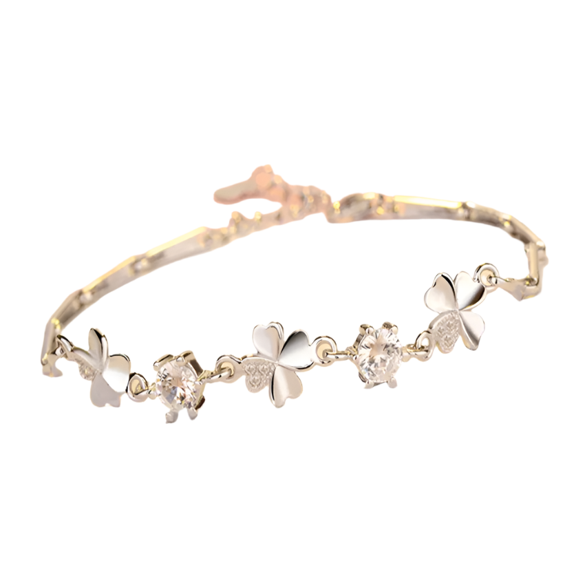 Hemasa  925 Sterling Silver Bracelet with  White Purple Retro Wedding Shaped Cubic Zirconia