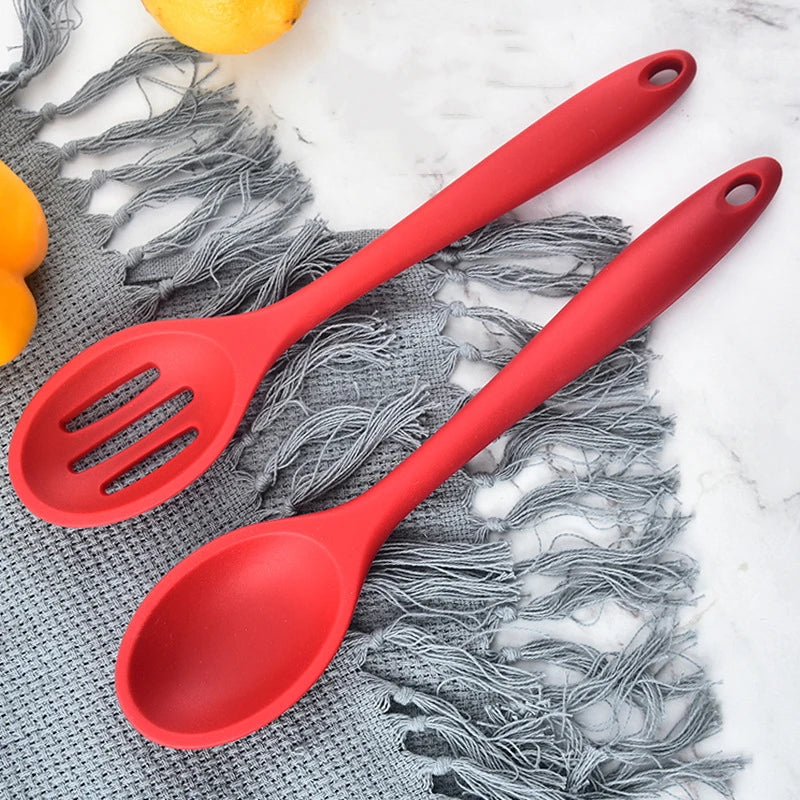 Hemasa 5PCs  Silicone Soup Ladle Colander Kitchen Salad Mixing Spoon Children Tablespoons Rice Porridge Scoops