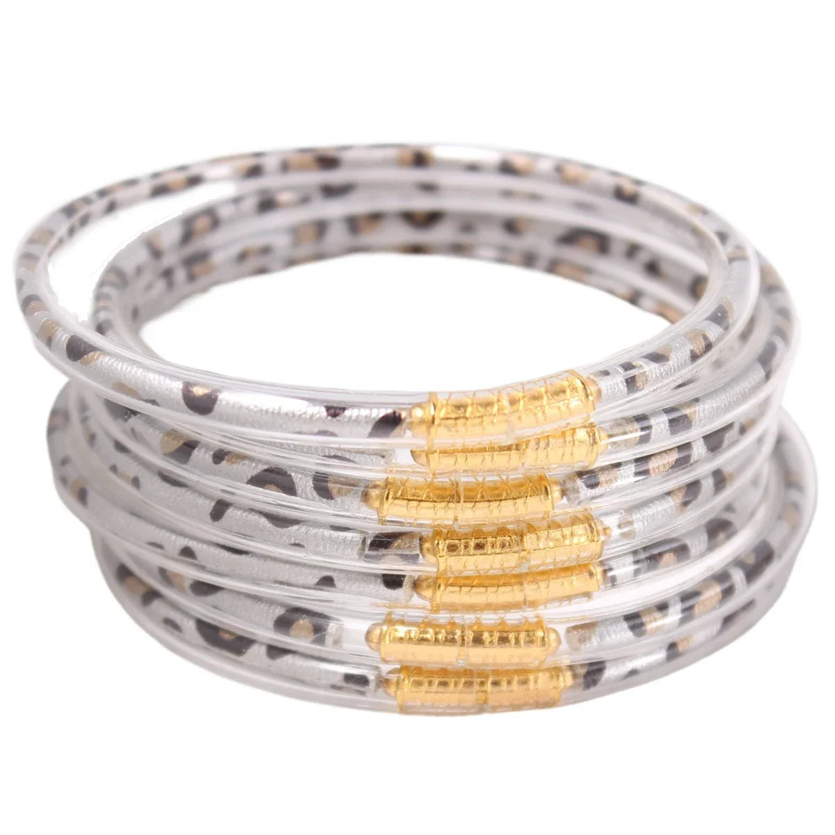 7pcs/set Stack Leopard Print Bangle Bracelet for Women Cheetah Print Silicone Bangle  Jewelry