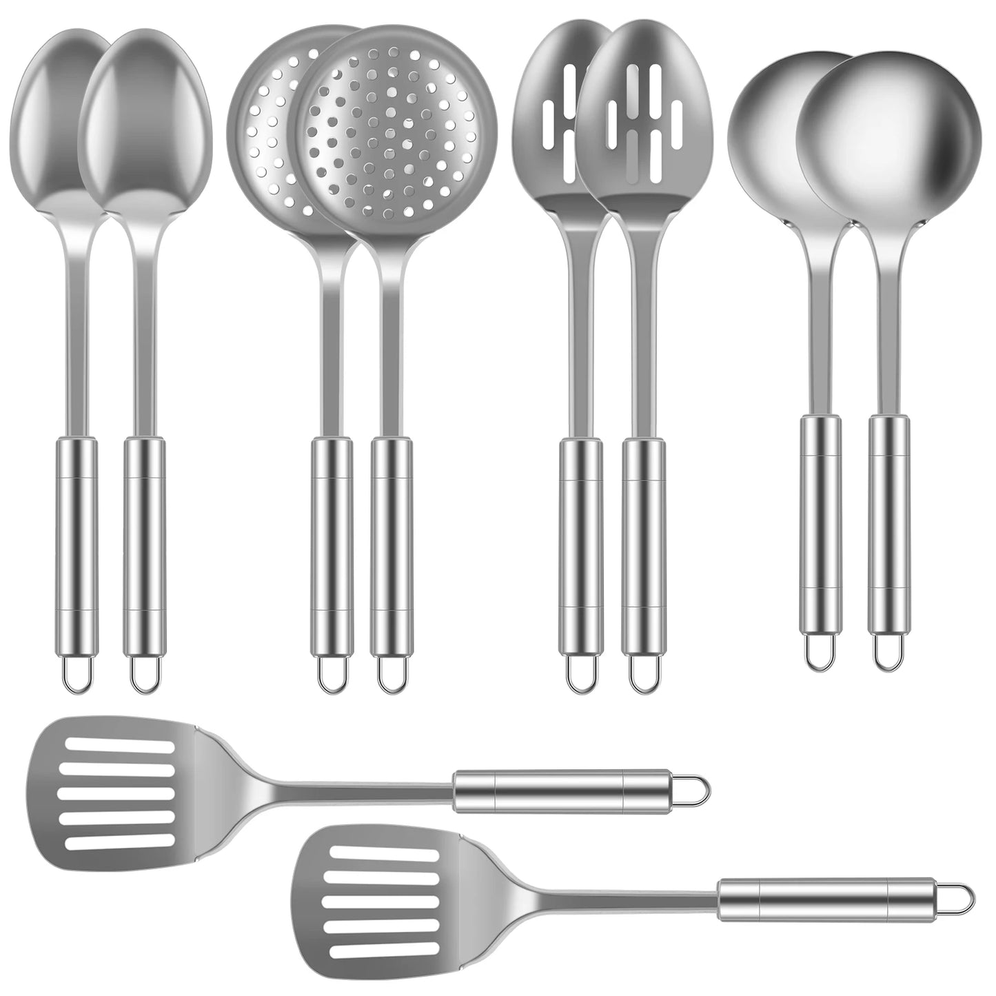 Tejesa 5/10Pcs Kitchen Cookware Cooking Utensils Set Stainless Steel Shovel Soup Spoon Utensils Dinnerware Cooking Tool Kitchen Gadgets