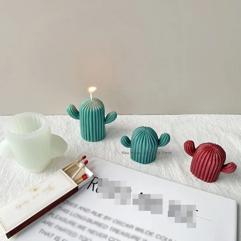 DIY Succulent Cactus Scented Candle Molds Cute Simulation Plant Silicone Mold Flower Plaster Soap Aromatherapy Candle Making