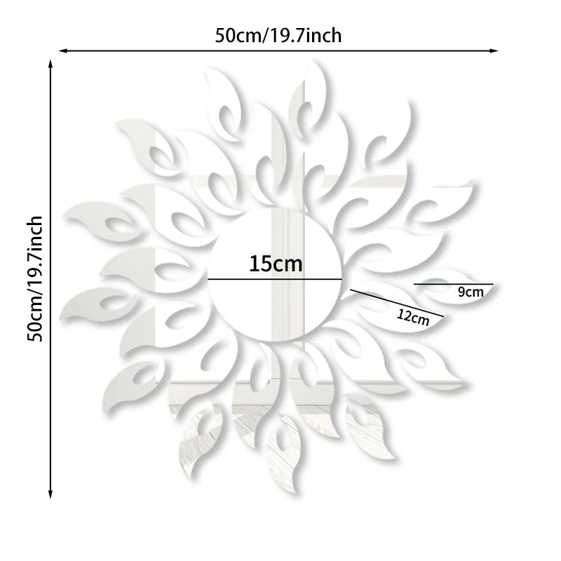 Hemasa Mirror Sun  Flower room decor Art Removable Wall Sticker