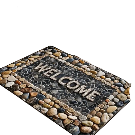Tejesa Stone Pattern Non-Slip Door Mat  / Machine Washable /Outdoor Use for High Traffic Areas  - Home & Room Decor