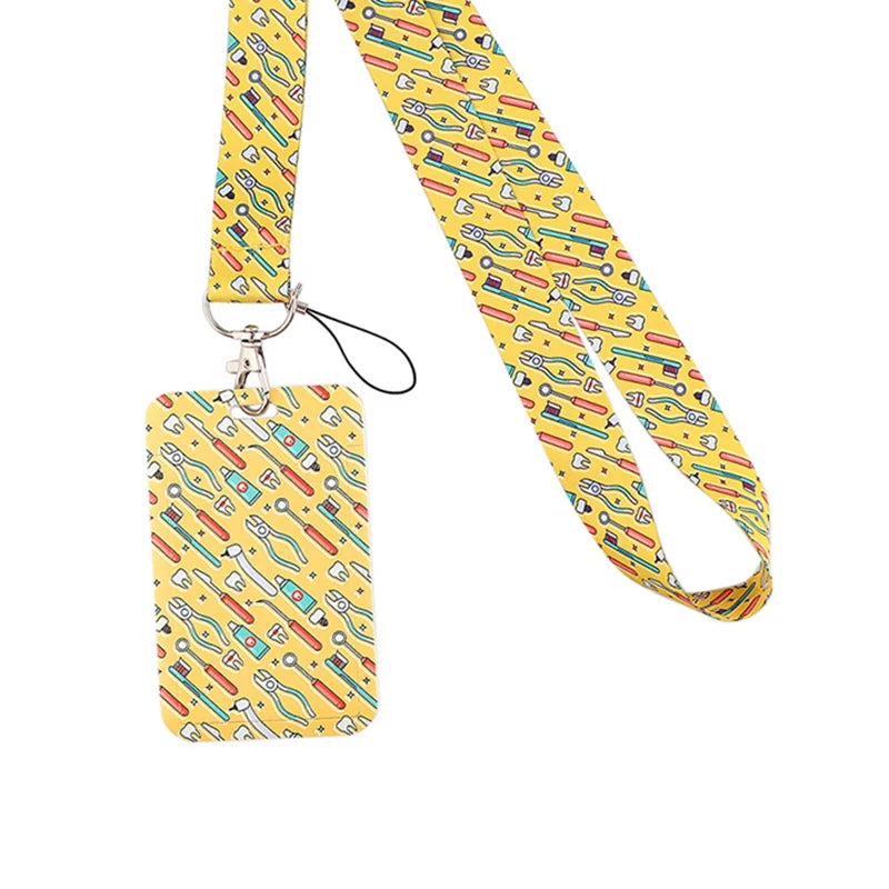 Dentist Doctor Nurse Cartoon Credential Neck Strap Lanyards Keychain ID Card Pass Hang Rope Lariat Key Chain Ring Badge Holder