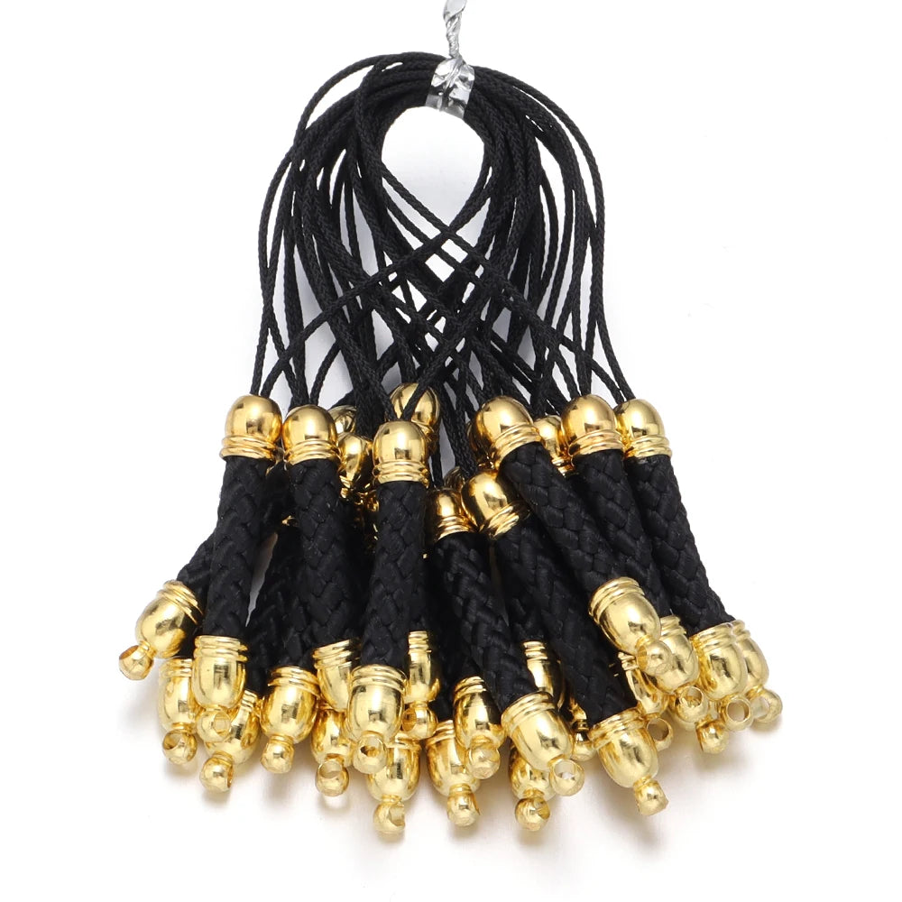 Tejesac 10pcs/Lot 13 Colors Lanyard Lariat Straps with Gold Color Clasp/ Keychain Hooks Rope Bags Charms