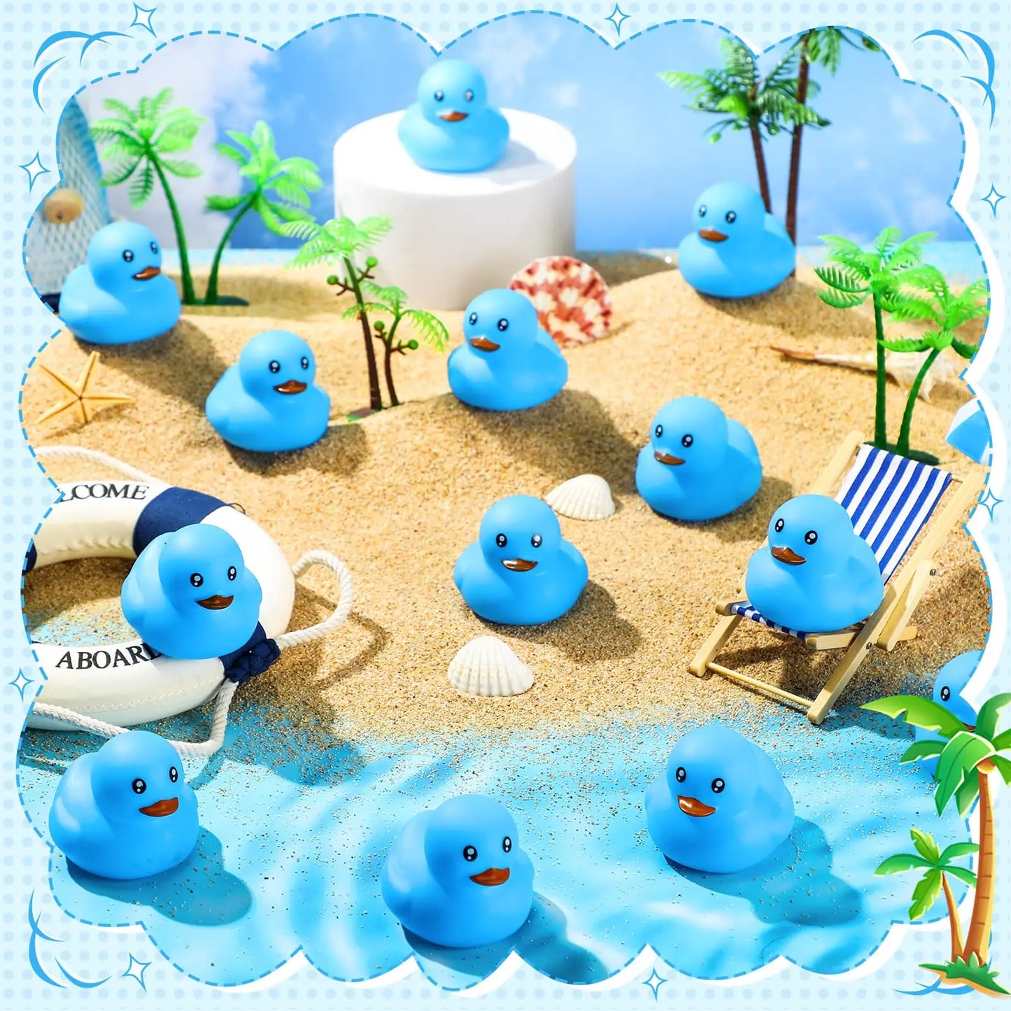 Tejesa 6/12/24/48PC  Blue Rubber Ducks/ Mini Duck Set Toys /Squeaky Rubber Ducks Cute Float  Duckies for Birthday Party