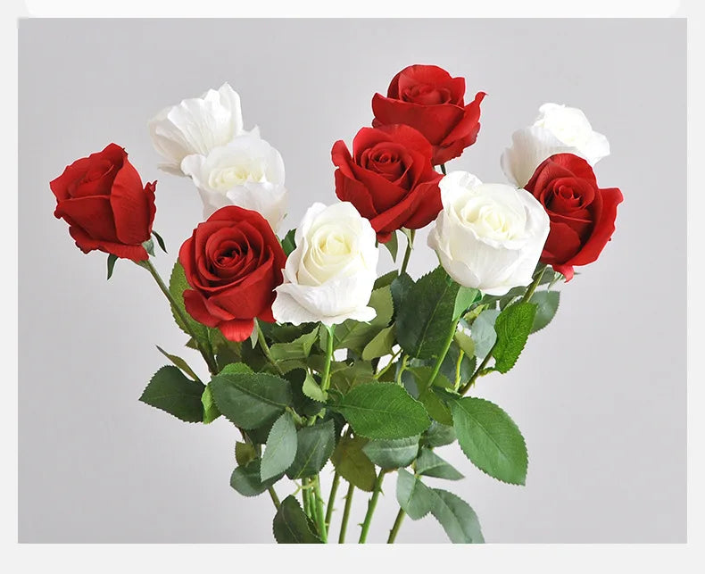 5Pcs Moist Feel Rose Artificial Flowers Branch Home Decoration Real Touch Roses Wedding Bouquet Party Table Flower Arrangement