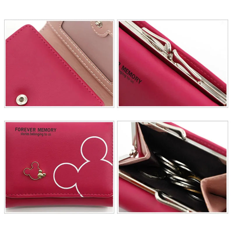 Hemasa  Mickey Mouse Wallet for Women's /PU Leather Coin Purse Woman Mini Short Wallets Girls