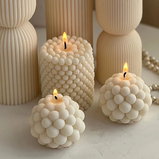3D Cylindrical Bead Bubble Candle Molds Ball Shape Soap Gypsum Chocolate Mould Soy Wax Making Silicone Mould For Candle Making