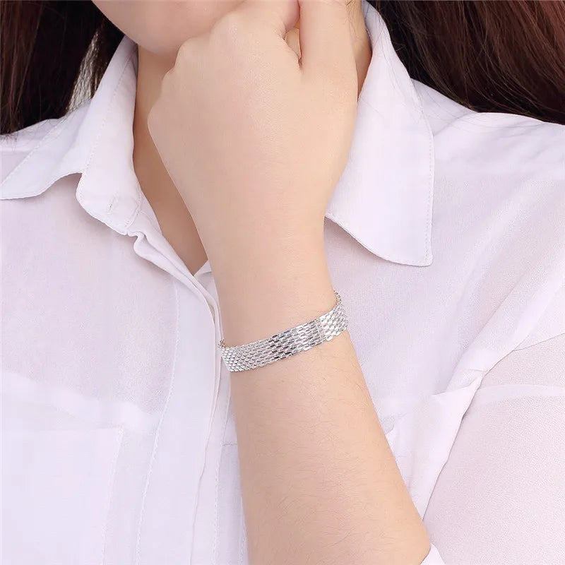 Hot New 925 Sterling Silver Bracelets For Women Exquisite Fashion Weaving Chain Wedding Party Christmas Gifts Jewelry