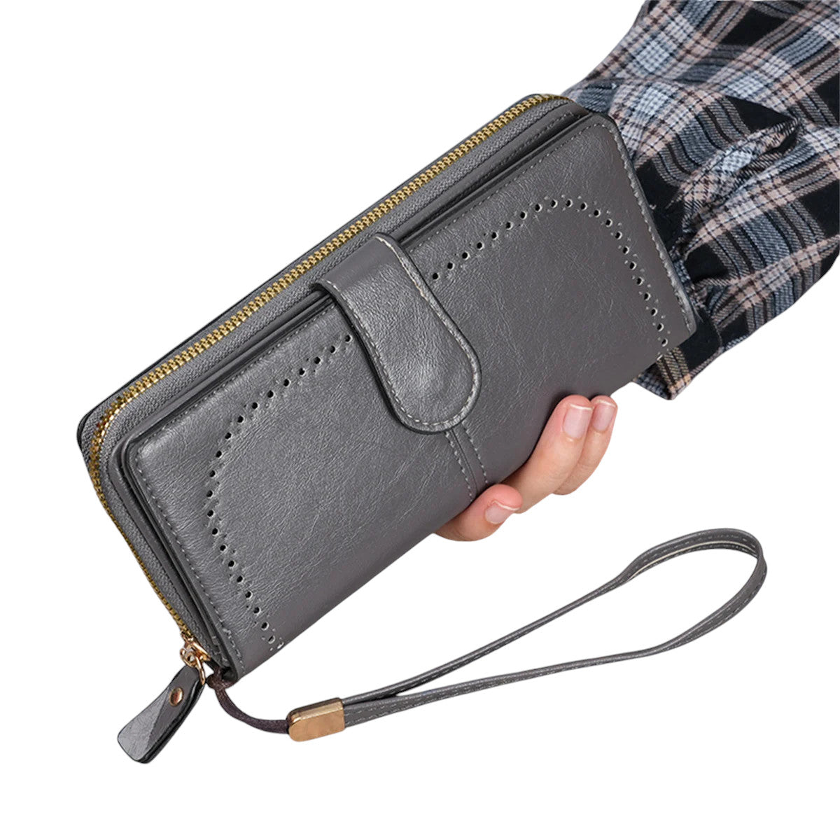Hemasa Women's oil wax leather wallet / coin wallet Multi-function mobile phone bag multi-card bag