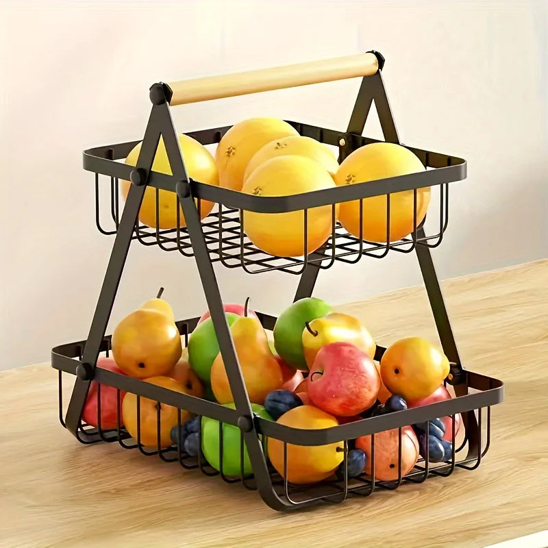 Multi-Layer Countertop Fruit Basket, Fruit Bowl, Bread Basket, Vegetable Rack for Kitchen Storage, Storage Basket for Living Room, Basket and Bowl Rack, Detachable Wire Basket for Bathroom Storage, Suitable for Home, Dining R